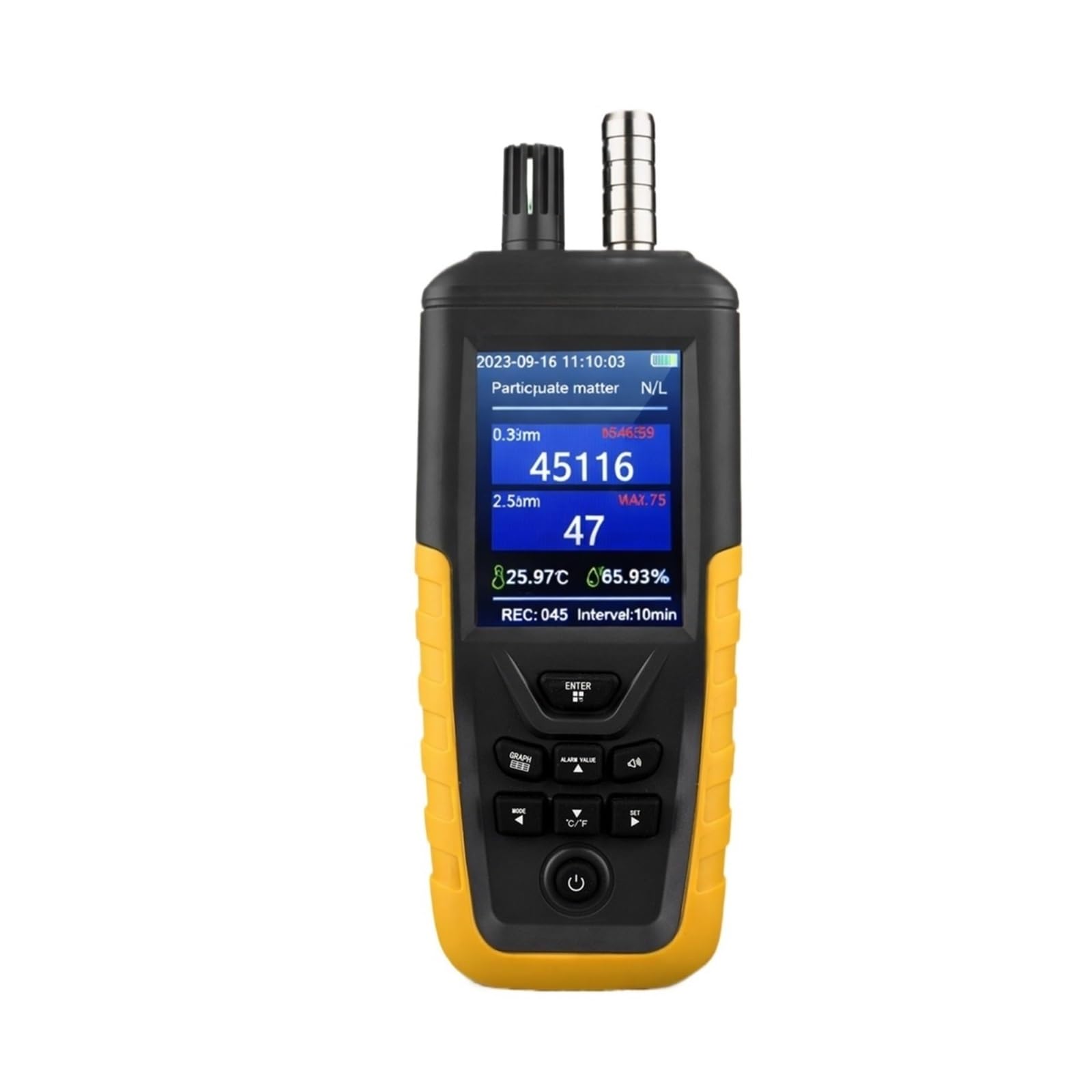 Air Quality Monitor, Contatore Di Particelle Del Monitor A Qualità 'aria Rivelatore PM2.5 0.3-10μm 999 Record TFT For Il Ministero Degli Interni De Pm2