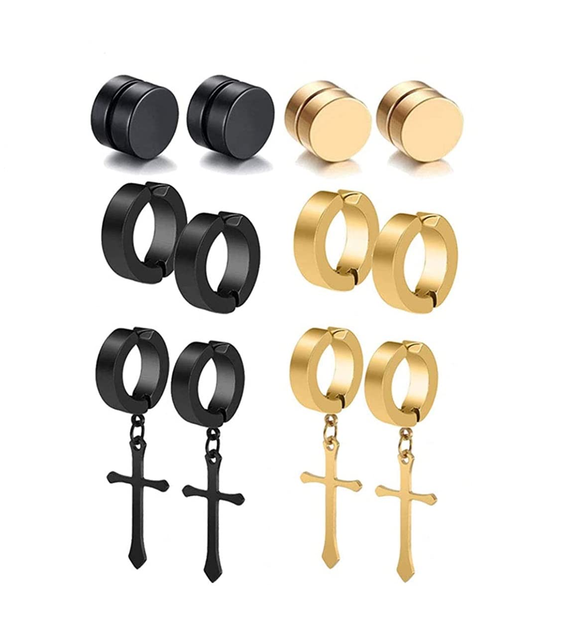 CResha Stainless Steel Hoop Cross Non Piercing Earrings Hypoallergenic Magnetic Earring Set for Men/Women/Boys/Girls (B07J66RXZD) Amazon Price History, Amazon Price Tracker