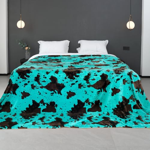 Image of Queen Size Blankets for Bed - Teal Blue Soft Queen Fleece Throw Blanket Full Size Turquosie Fuzzy Cozy Bedding for Bed Couch All Seasons Bedroom Home Decor 90 inchx90 inch