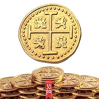 Byhoo Metall Piratenmünzen, 30 Gold Schatzmünzen Set, Metall Replik spanische Dublonen, Piratenschatztruhe gefälschte Münzen Token, realistische Geldimitation für Cosplay Spielzeug Brettspiele