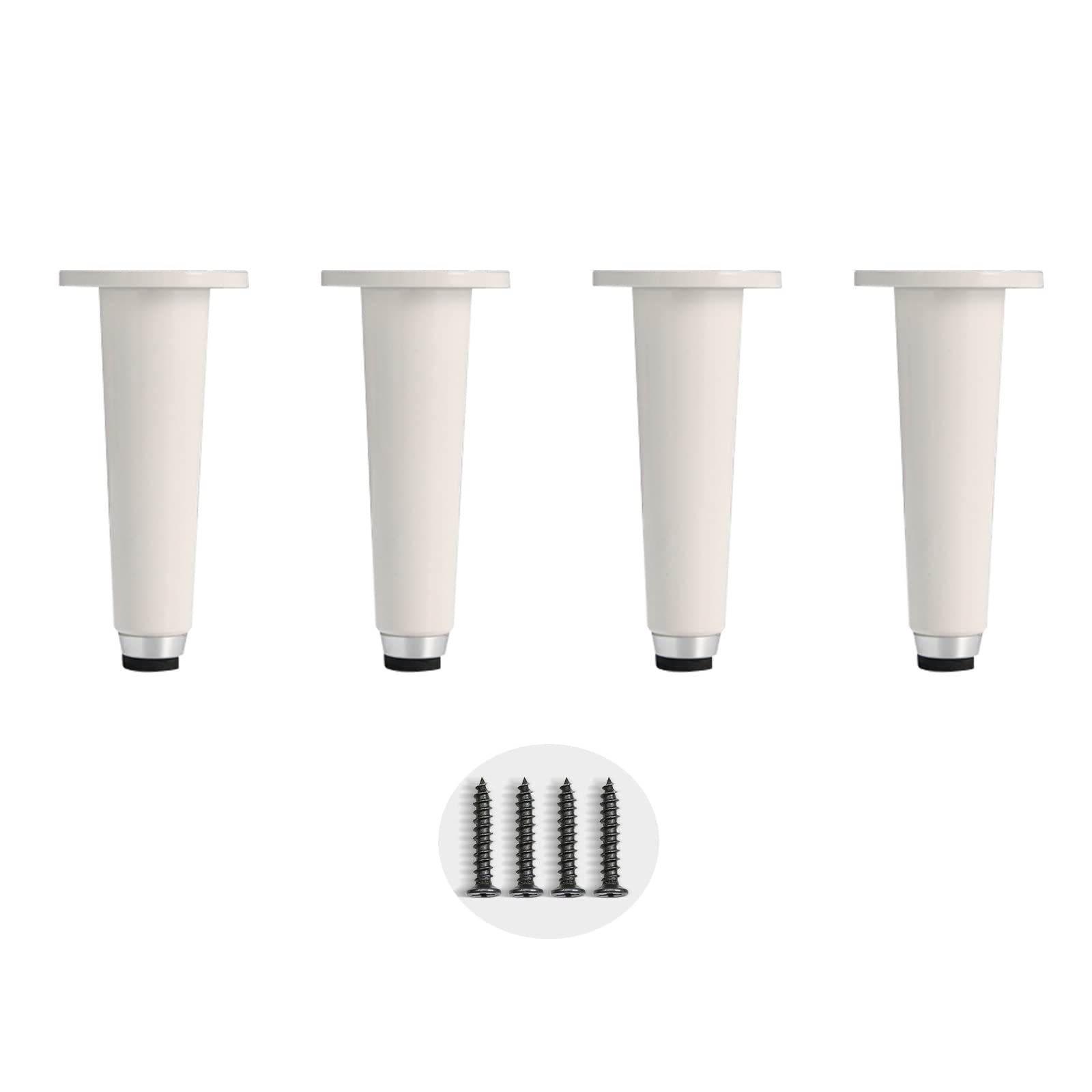 4 Pezzi di Gambe per Mobili in Lega di Alluminio,Gambe da Tavolo Industriali in Metallo,Gambe per Divani,Regolabili: 0-6 Mm/0,24 Pollici,Viti Inclusi (21cm/8.3in,White)