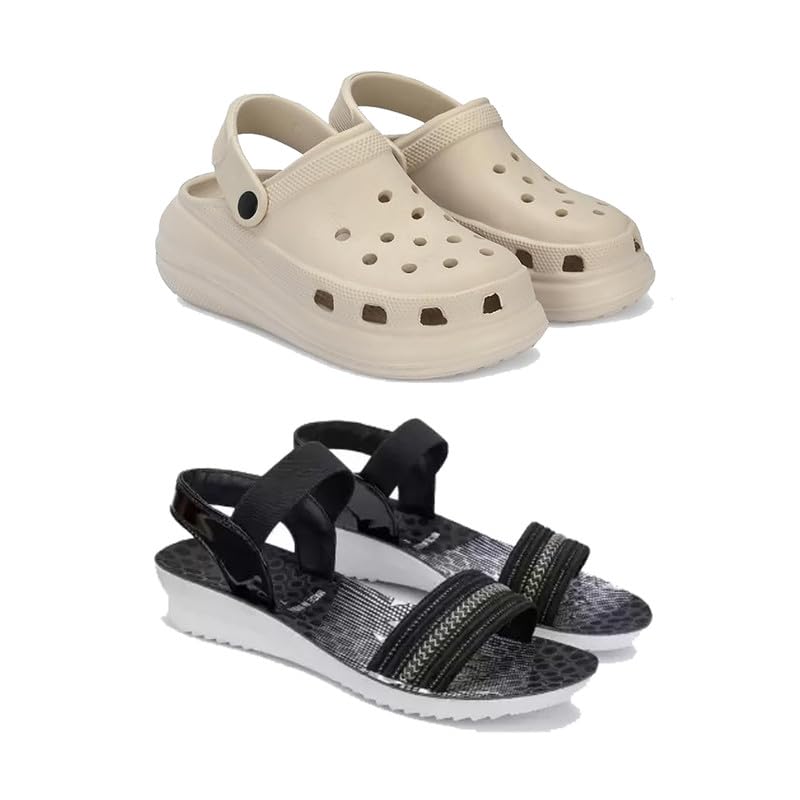 Premium Comfortable Regular Wear Women Clogs with Stylish Flats Fashion Sandal for Women's & Girls-Combo(2)-OO1-1931-6 Black(COMBO(2)-OO1-1931-6_BZ)-picture-42
