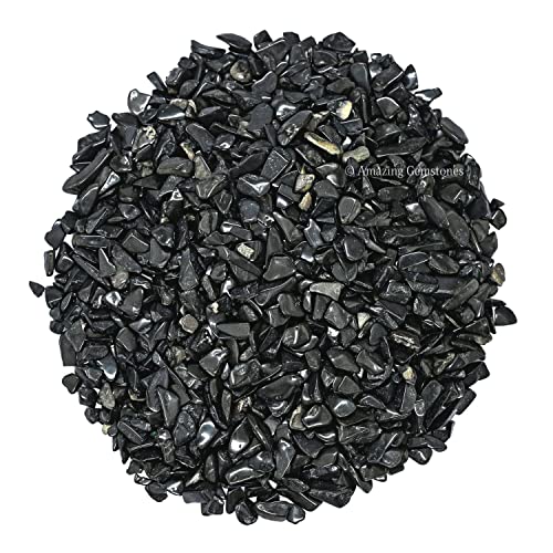 Image of Amazing Gemstone Black Agate Crystal Chips Aquarium Gravel Rocks - Black Agate Chips Bulk Fish Tank Gravel, Small Tumbled Stone Chips and Tiny Crystals for Decoration (Natural AAA Grade Gemstones)