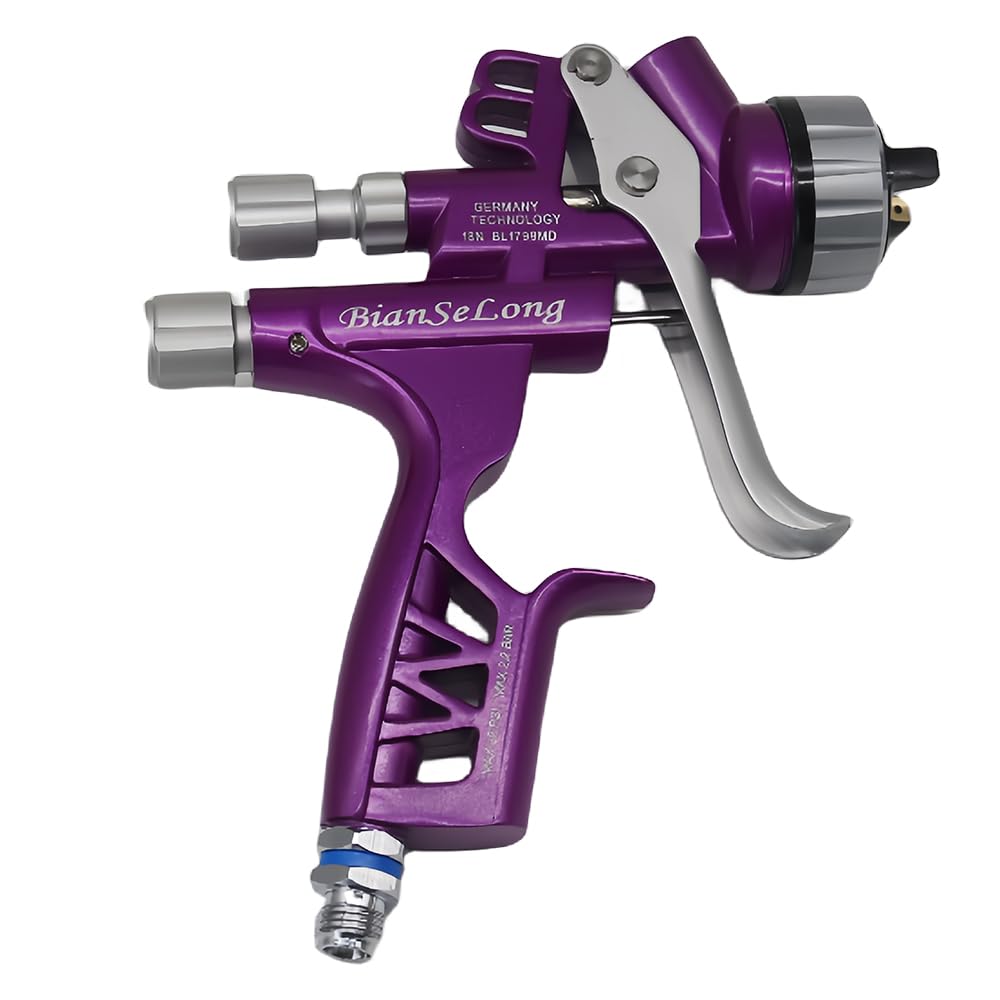 Pistolet natryskowy LVLP Pistolet grawitacyjny z dyszami 1,3 mm + 600 ml plastikowy kubek 600 ml + 600 ml zestaw szybkich kubków do mebli samochodowych (różowy)