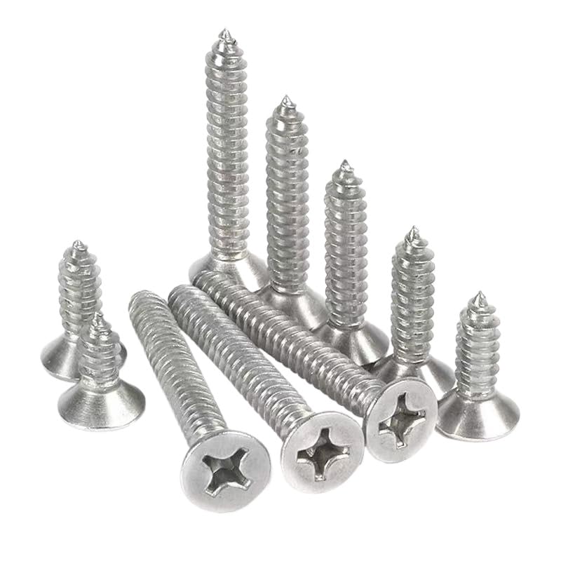 Vis autotaraudeuses tête plate inox M4-M6 cruciforme métal bois plastique assortiment fixation (M6 x 65mm - 50pcs)