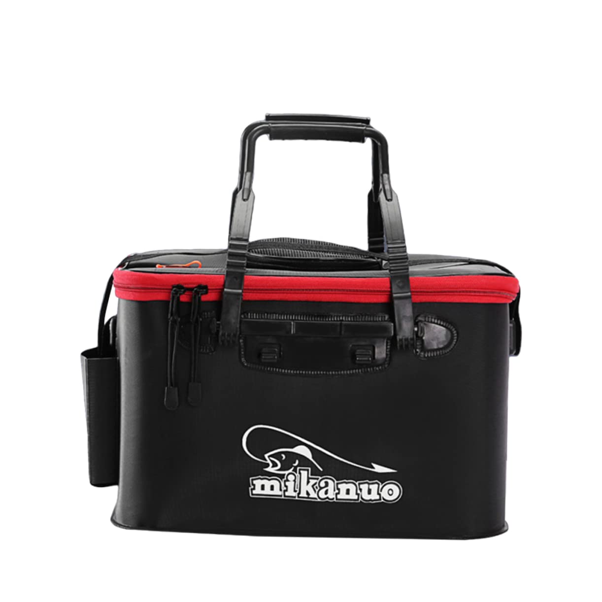 WOONEKY Collapsible Water Container Live Bait Bucket Fishing Bag Bucket for Fishing Portable Fish Tank Bucket Outdoor Fishbox Live Fish Box Fishing Bucket Fish Bucket Side Pockets Foldable, Black,