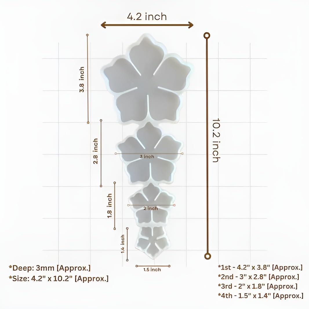 MGS CRAFT VIBES Flower Mold 4 in 1 Decorative Epoxy Resin Art Mould DIY Art and Craft 3