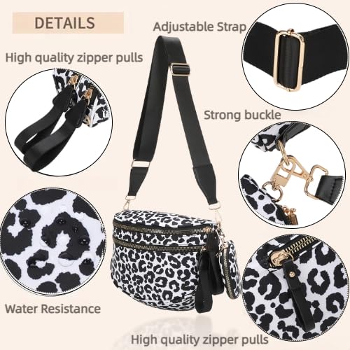 Image of Checkered Crossbody Bum Bags for Women, Nylon Sling Bags with Shoulder Strap, Large Capacity Checkered Purse Bag