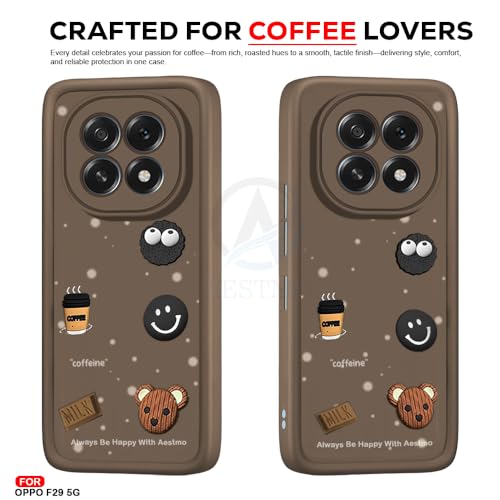 Image of AESTMO Back Case Cover for Oppo F29 5G | Cute Fun Cartoon 3D Ball | Coffee Silicone Case | Full Body Protection | Camera Protection Back Cover for Oppo F29 5G (Brown)