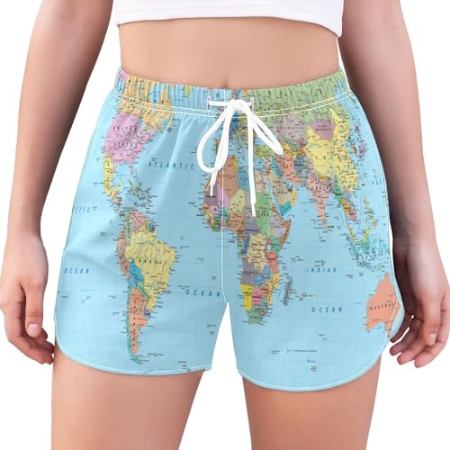 Pantalones cortos abstractos de playa para mujer transpirables en azul