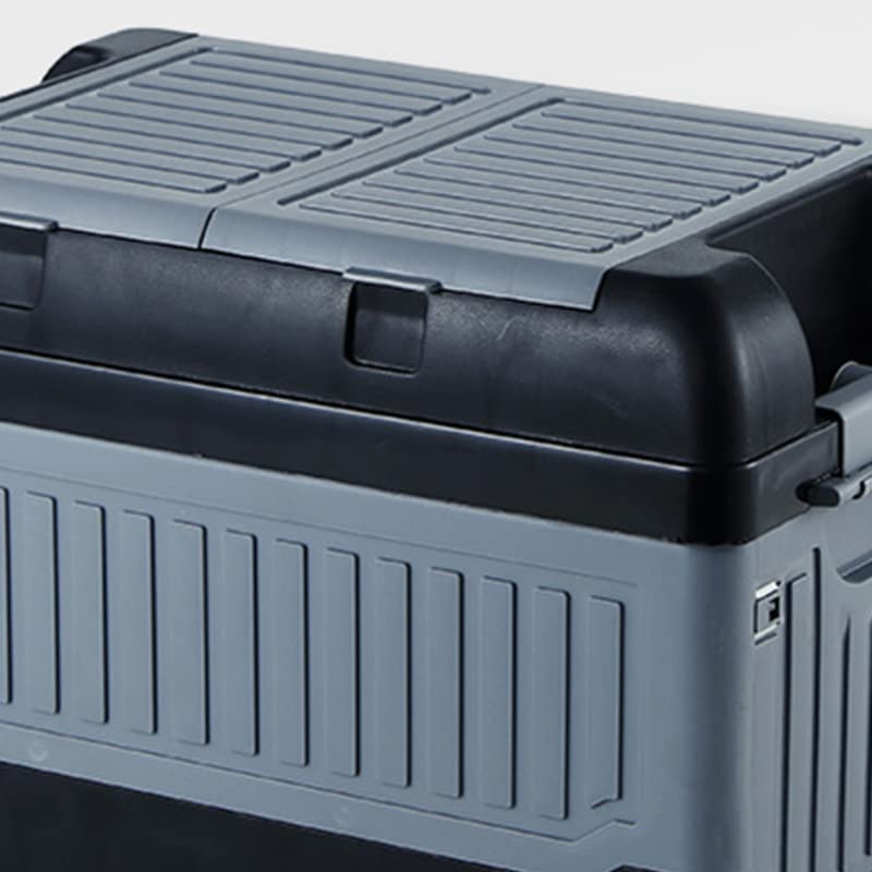 Organizador de maletero de coche, caja de almacenamiento plegable para maletero de SUV, baúl de almacenamiento automático de varios compartimentos con 2 tapas, bolsa coche, SUV(gris)