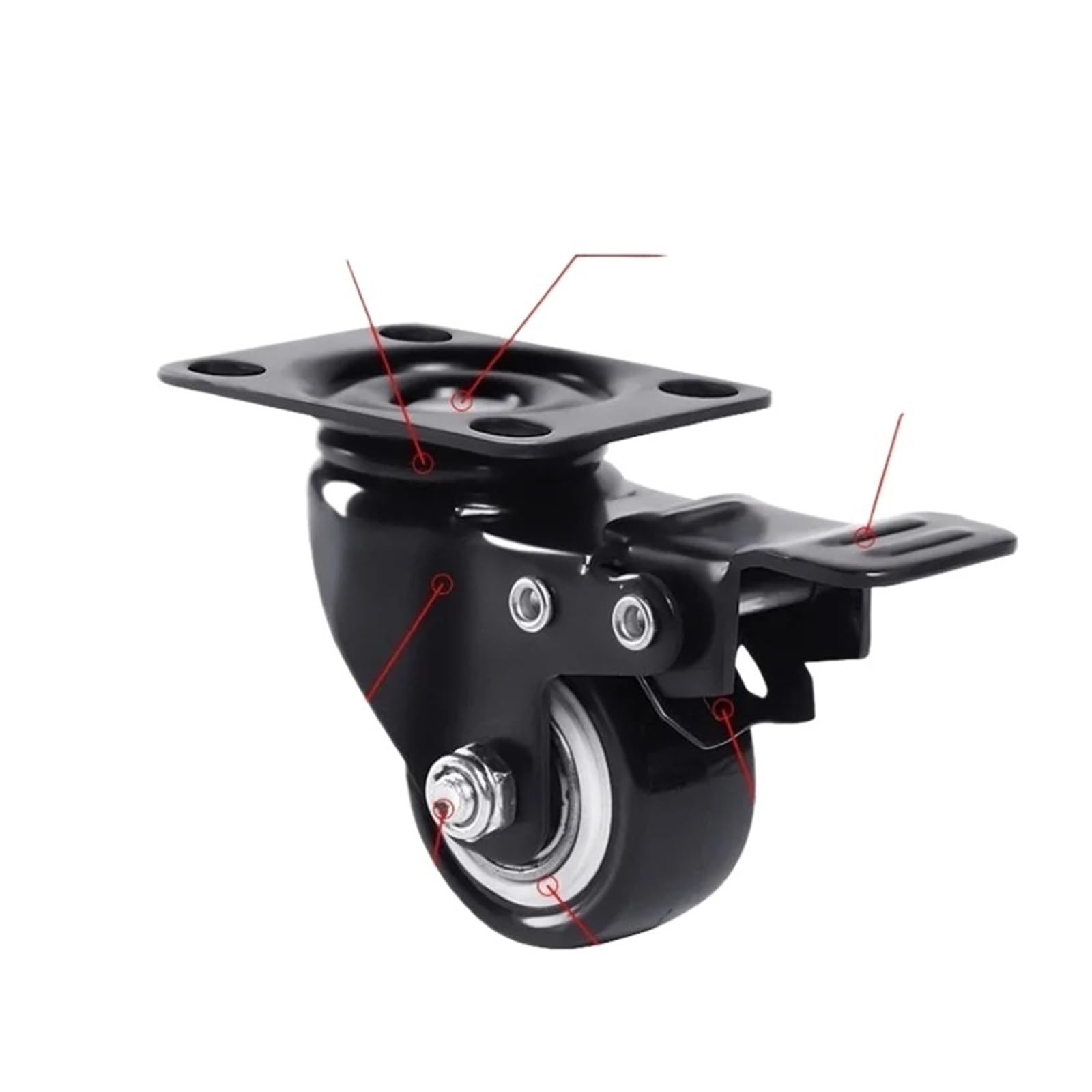 4 Stück Möbelrollen aus weichem Gummi, Universalrad | Schwenkrolle for Plattformwagenzubehör(2 swivel 2 brake-M,2 inch)