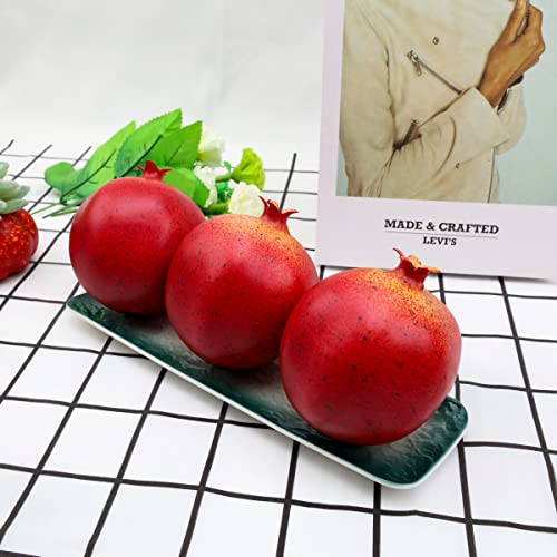Meiwlong 6Pcs Fake Pomegranate Home Kitchen Decoration Lifelike Realistic Simulation Artificial Fruit Cabinet Harvest Indoor Festival Party Weddings Display Photography Props #TOP2