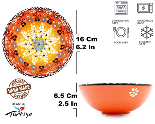 Küchengeräte 6.2" Inc%100 Hand-Painted Decorative Turkish Ceramic Bowl - Handcrafted Serving Bowl For Snacks Salad Noodle Cereal Rice Soup Pasta Serving - Best Gift Set #TOP4
