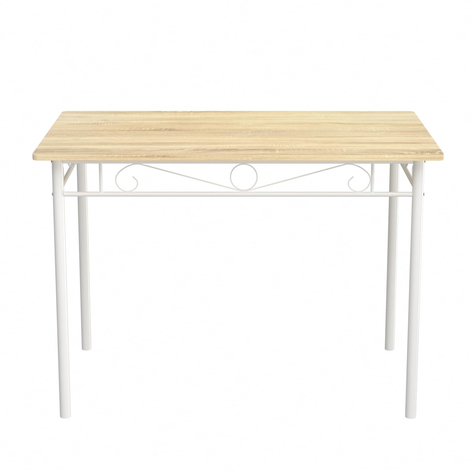 H.J WeDoo Set Tavolo e 4 Sedie da Pranzo, 5 Pezzi, per 4 Persone, Tavolo Rettangolare da Cucina, 4 Sedie con Schienali，Per Bar, Cucina, Soggiorno,109 cm,Faggio e bianco