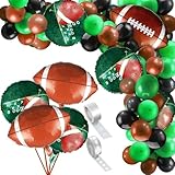 Skylety 97 Pcs Football Balloons Arch Set 6 Football Field Foil Balloons 90 Latex Airballoon and Long Airballoon Strip for Sport Themed Birthday Party Decorations(Black, Green, Brown)