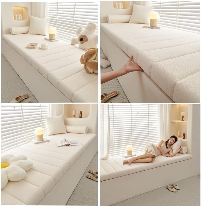 Coussin banquette en mousse épaisse antidérapant 160x45x5cm velours teddy - 7