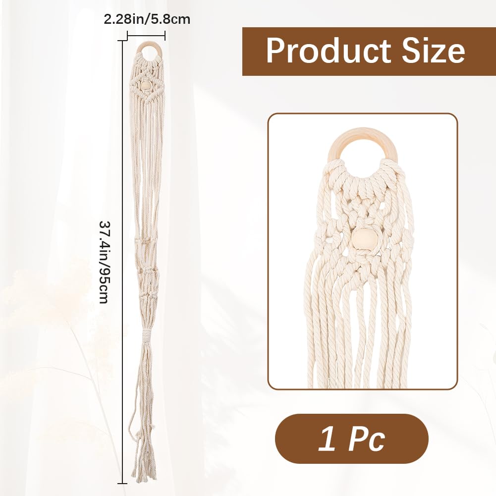 CREATCABIN Macrame Ukulele Hanger White Guitar Wall Hangers 2.28" x 37.4" Cotton Boho Hanging Stand Holders Hangers Alternative Kit with Wood Ring Head for Acoustic Electric Guitars Walls Decorations - Image 2