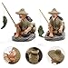 4Pcs Mini Fisherman Figurine, Aquarium Mini Fisherman Statue Asian Zen Decoration, Miniature Resin Fisherman Bonsai Figurine for Garden Decor Sand Table