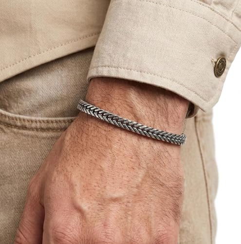 Galis Chain Bracelets For Men - Premium Stainless Steel Mens Bracelet Silver Plated Non Tarnish Bracelet - This Snake Chain Stylish Gift For Him 7.5