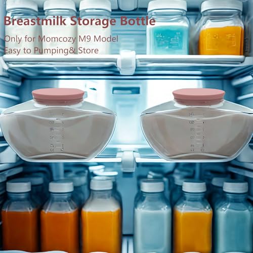 Image of 1 Pack Breastmilk Collection Replacement Accessories for Momcozy Upgraded Mobile Flow M9, Upgraded M9 Milk Container with Red Silicone Cap, Not Mom Cozy Original Parts