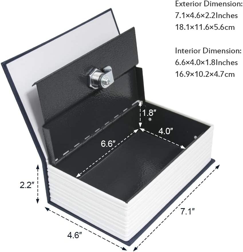 Image of Security Dictionary Book Safe Secret with 2 Keys Lock, Metal Hidden Storage Box, Password Secret Compartment for Valuable, Cash, Jewelry (18x12x5.5 cm) (Multicolor) (Key Lock)