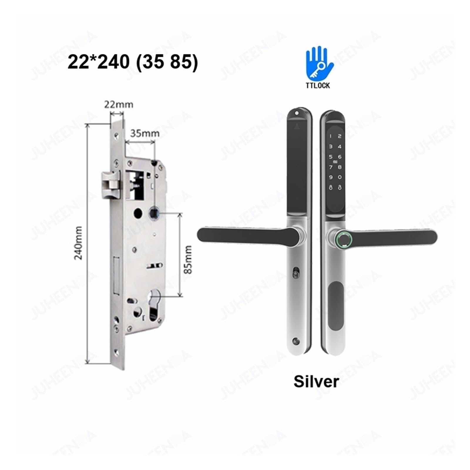 Cerradura de puerta corredera inteligente de 2,8 cm de ancho delgado con huella dactilar, código de tarjeta IC, antibloqueo electrónico, TTLock impermeable, de aluminio