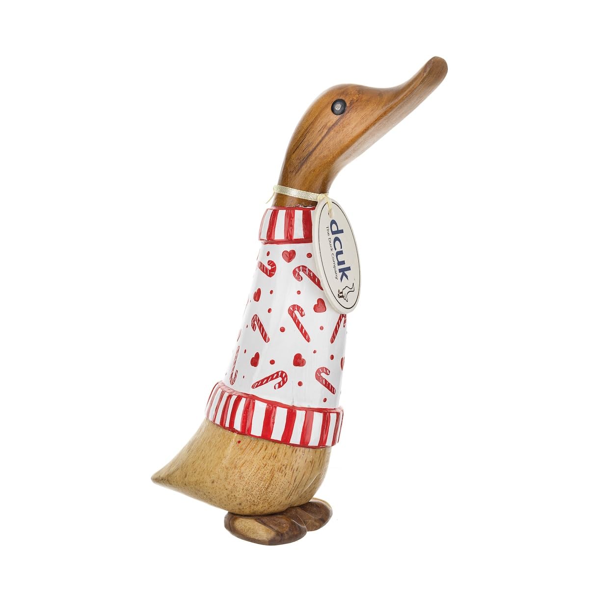 Dcuk Multicolor Candy Cane Christmas Design Wooden Ducklings - White Candy Cane Jumper
