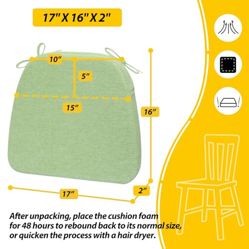 Image of AAAAAcessories Chair Cushions for Dining Chairs, 17 x 16 x 2 in, Set of 4