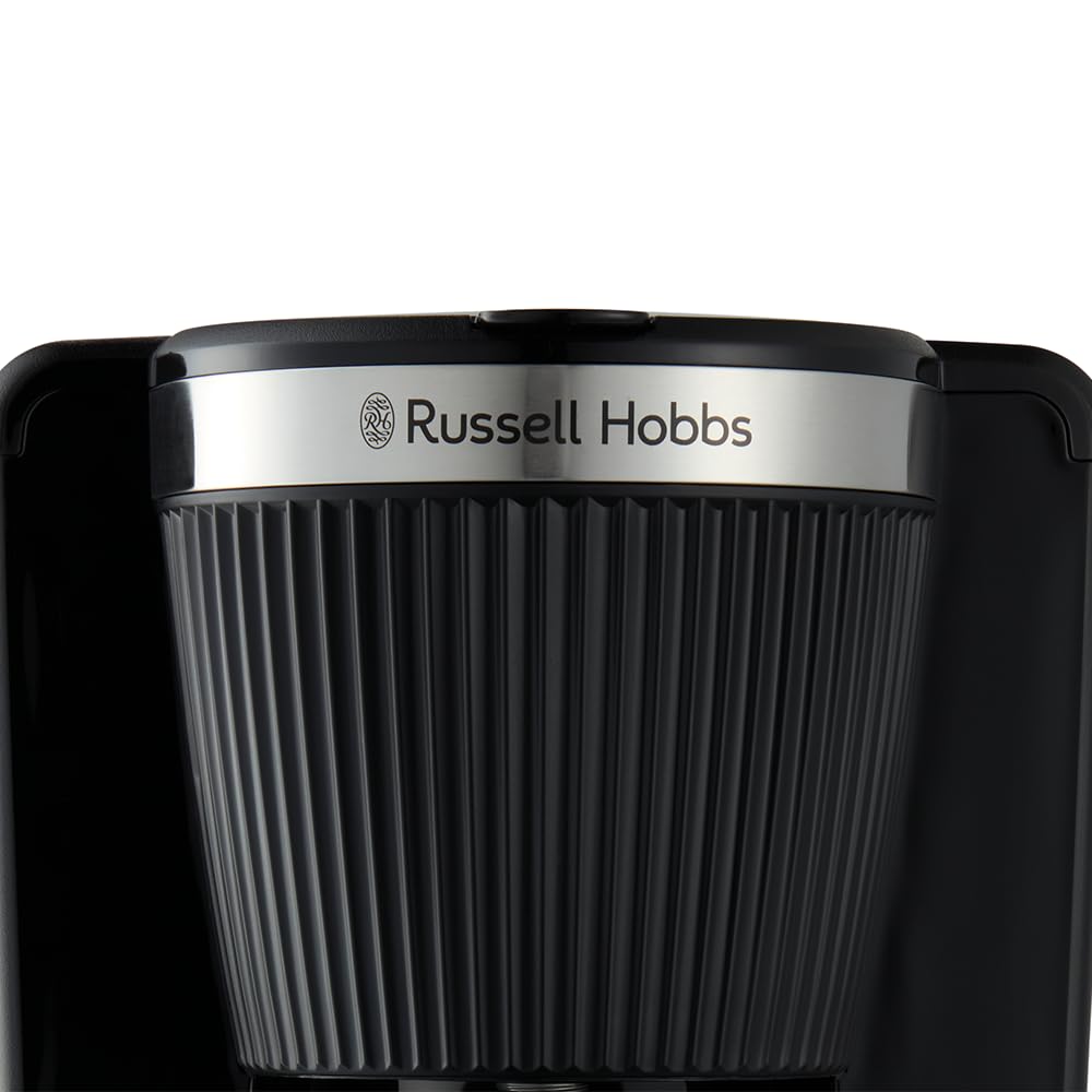 Russell Hobbs Amerykański ekspres do kawy, z filtrem [1,25 l, 1100 W] Brontë czarny (technologia WhirlTech, odporna na kapanie, utrzymywanie ciepła, szklany dzbanek, funkcja pauzy i serwowania