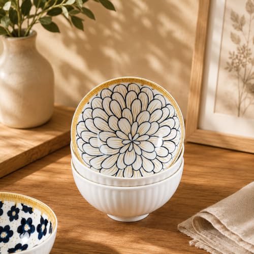 Image of 6-Piece Ceramic Dinner Set, 2 Plates & 4 Bowls, Microwave Safe, Dishwasher Safe, Floral Dinnerware (Multicolor Floral, 2 Plate & 4 Bowl Set)