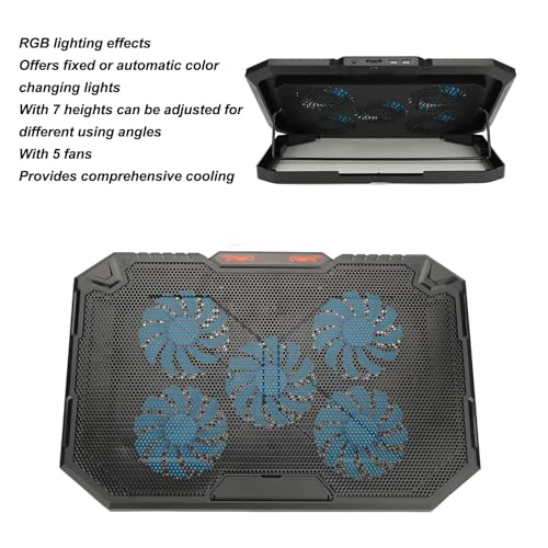Base para portátil con 7 alturas ajustables y 5 ventiladores RGB miniatura 4