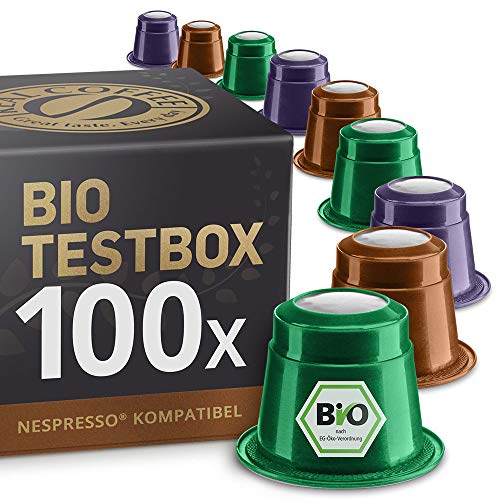 Bio & Fairtrade Testbox: 100 Nespresso kompatible Kapseln. Testgewinner.