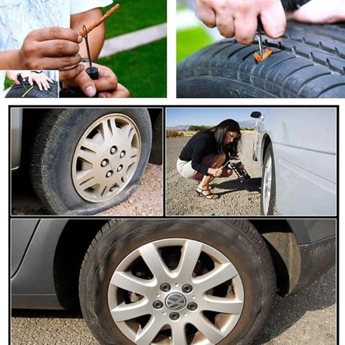 Image of Universal Tubeless Tire Puncture Repair Kit with Hand Tools & 10 Puncture Strips - Essential Emergency Flat Tyre Fix for Car, Bike, SUV, and Motorbike (Only Punture Kit)