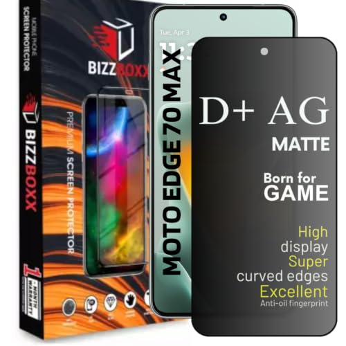 Image of D+ AG Matte Tempered Glass Screen Guard Protector For MOTOROLA Edge 70 Max Matt Temper Glass Anti Fingerprint Gaming Special With Camera Cut (Moto Edge 70 Max - 6.8 Inch)- Pack of 1