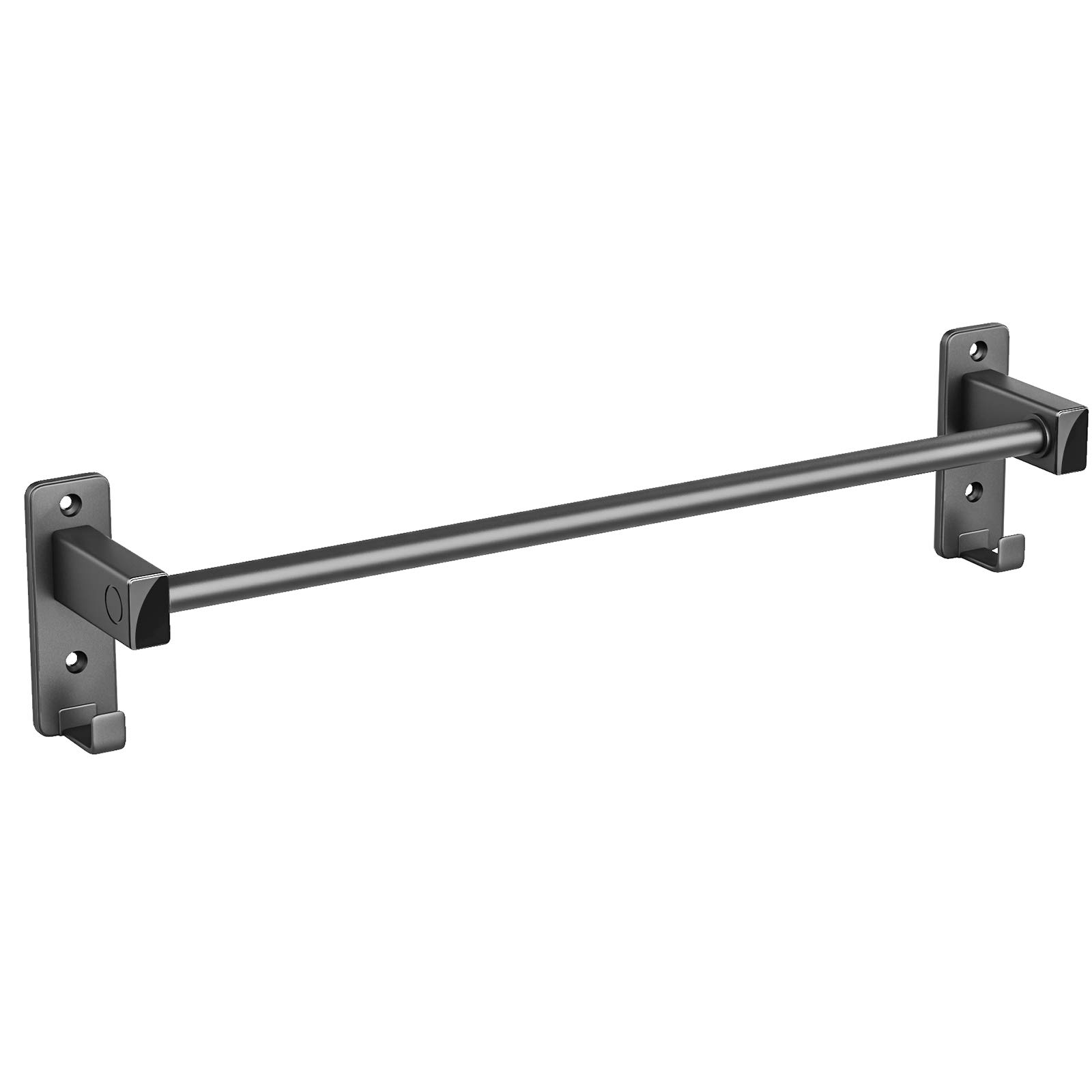 Towel Bar, ANVAVA 18 Inch Matte Black Towel Rack with Hooks, Rust Proof Wall Mount Towel Shelf for Bathroom Hotel
