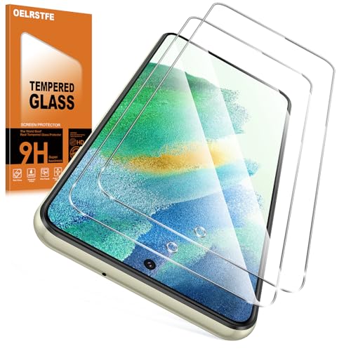 Oelrstfe 2 Piezas Protector Pantalla Para Samsung Galaxy S21 FE 5G Cristal Templado Dureza 9H Antiarañazos Antihuellas Sin Burbujas Ultra HD Transparente Ultra Resistente Vidrio Película