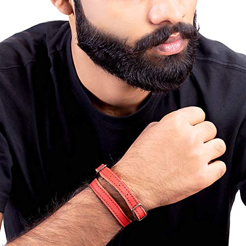 Red Leather Bracelet with Buckles
