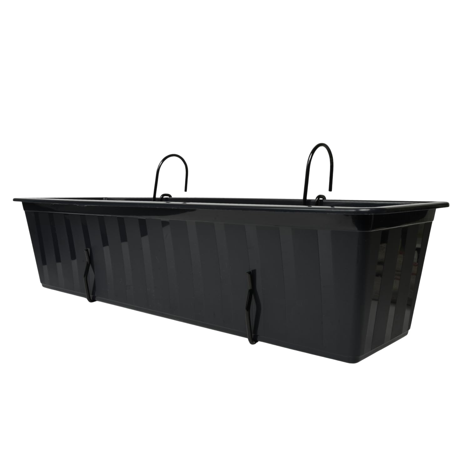 Hanging Balcony Planter Box with Hooks – Long Plastic Flower Pot for Railings & Fences, Weather-Resistant Outdoor Garden & Indoor Use (Anthracite, L60cm x W18cm x H14cm) — image 1