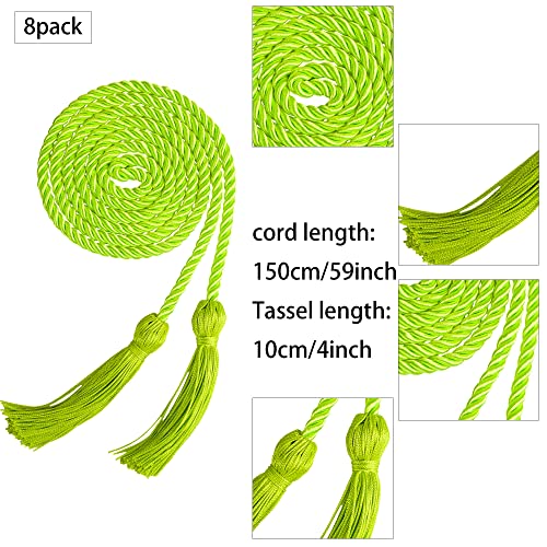 Image of Trounistro 8 Pieces Graduation Cords Yarn Honor Cords with Tassel for College Graduation Students (Light Green)