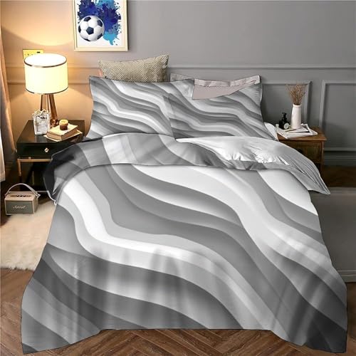 Housse de Couette Microfiber Ondulée Parure Lit 1 Personne 135x200