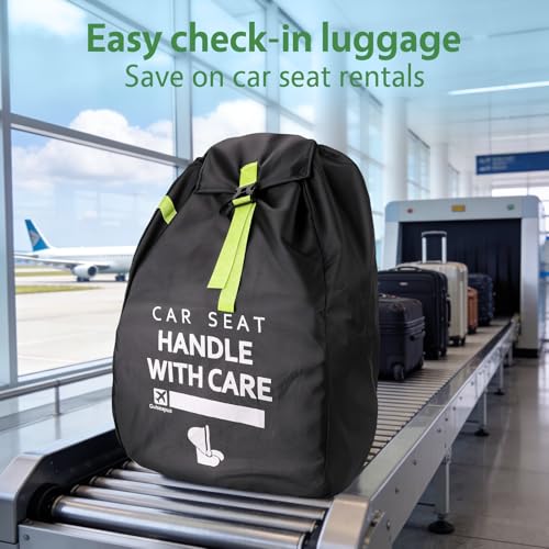 Image of Upgrade Car Seat Travel Bag for Airplane: Car Seat Bags with Shoulder Handle for Air Travel Fit All Car Seats, Infant Carriers & Booster Seats, Carseat Cover Fit Doona Graco, Travel Essentials