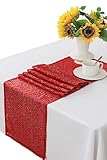 WENSINL Red Table Runner - Pack of 10 Sequin Table Runners 12 x 72 Inches Long for Wedding Parties Birthday Meeting Events Decorations