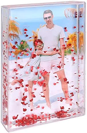 Glitter Picture Frame Liquid Best Friends Acrylic Floating Water Personalized Snow Globe Photo Frame Cute Family Couple Custom Gift
