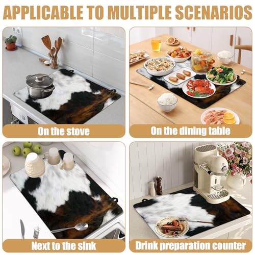 Image of Brown Cowhide Stove Top Covers for Electric Stove, Cow Skin Electric Gas Stove Pad Heat Resistant Range Cooktop Protector for Home Decor Kitchen 28 inchx20 inch