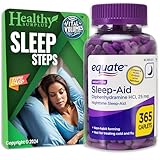 Equate Sleep-Aid Diphenhydramine HCI 25 mg 365 Caplets and Vital Volumes Sleep Steps Tips Card