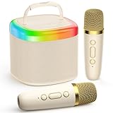 JYX Mini Karaoke Machine for Kids, Portable Bluetooth Karaoke Speaker Unpowered Cabinets with 2 Wireless Microphones and Party Lights for Adults, Birthday Gifts...