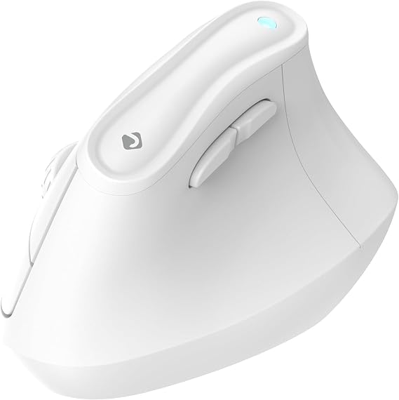 J-Tech Digital Wireless Mouse, Vertical Ergonomic Mouse with 2.4G Wireless & Bluetooth for 3 Multi-Device Function, Adjustable DPI Modes, Compatible with PC, Mac, Laptop - White
