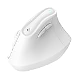 J-Tech Digital Wireless Mouse, Vertical Ergonomic Mouse with 2.4G Wireless & Bluetooth for 3 Multi-Device Function, Adjustable DPI Modes, Compatible with PC, Mac, Laptop - White