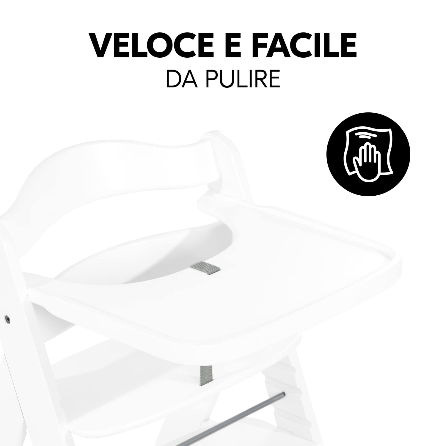 hauck Vassoio Seggiolone Alpha Wooden Tray - Vassoio in Legno di Faggio Cert. FSC, per Seggiolone Pappa Alpha+ e Beta+, Bordo Rialzato - (Bianco)